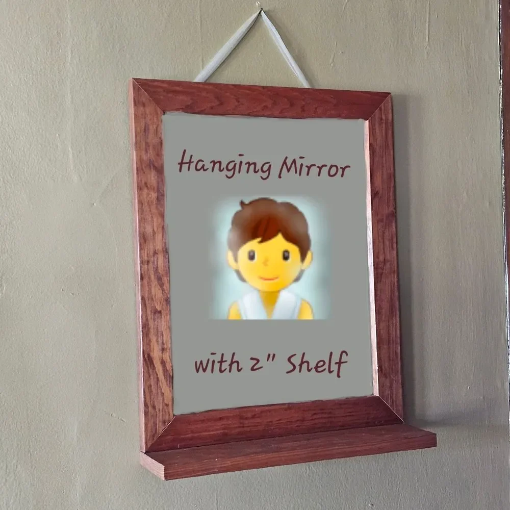 Rustic Wooden Framed Hanging Vanity Mirror with 2